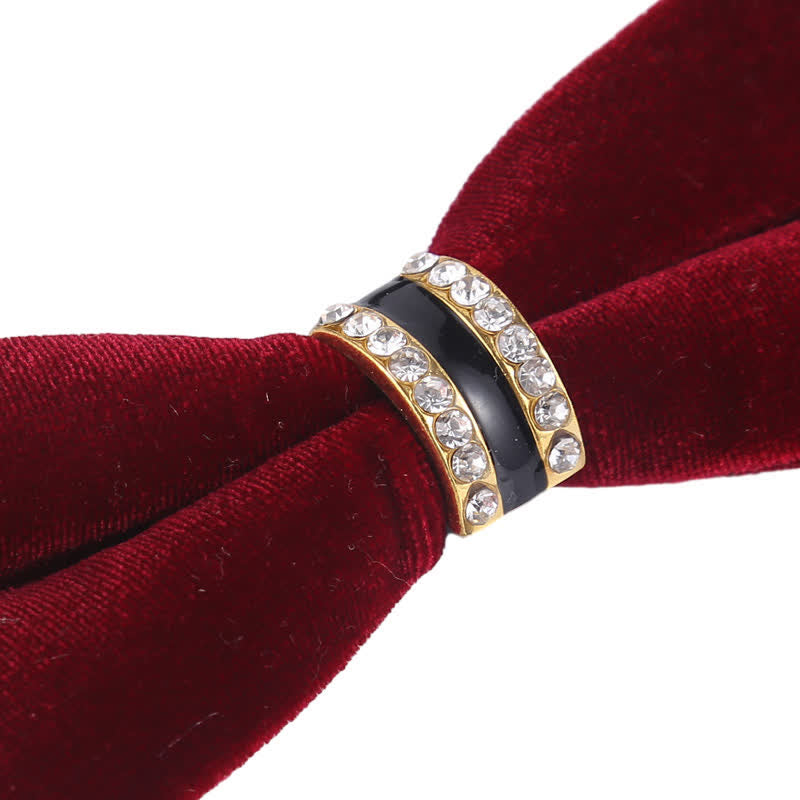 Men's Luxury Crystal Velvet Plain Bow Tie