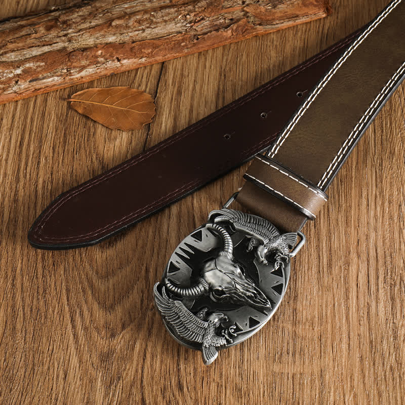 Men's Vintage Bull & Dual Eagles Leather Belt
