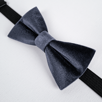 Men's Night Gray Solid Color Velvet Bow Tie