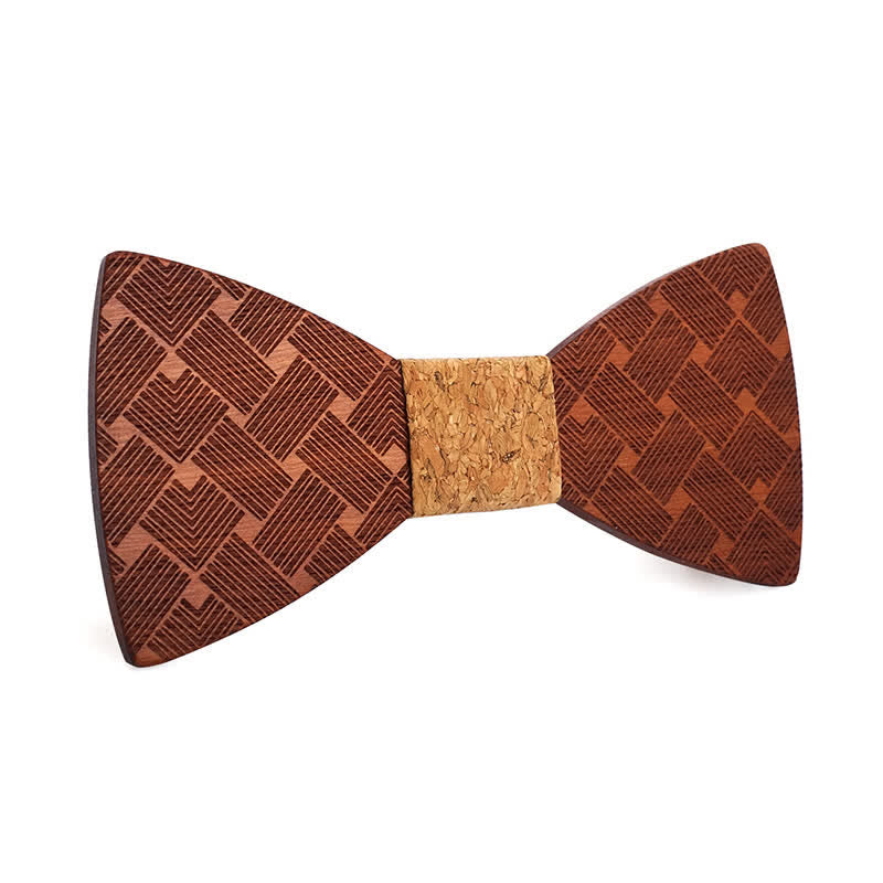 Men's Woven Pattern Wooden Bow Tie