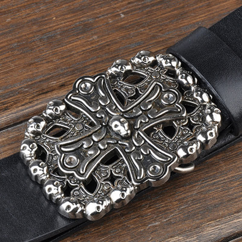 Men's Gothic Skull Plate Buckle Leather Belt