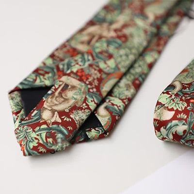 Men's Vintage Forest Animal Floral Necktie
