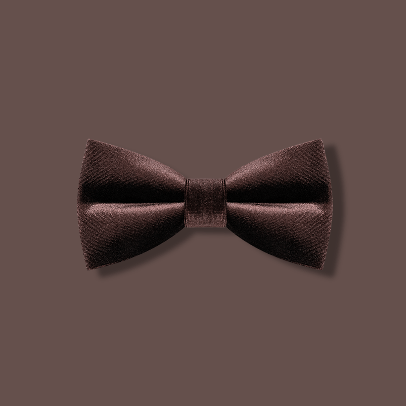 Men's Coffee Brown Solid Color Velvet Bow Tie