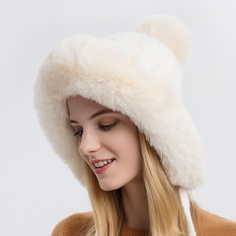 Women's Triple Pompoms Thickened Warm Knitted Hat