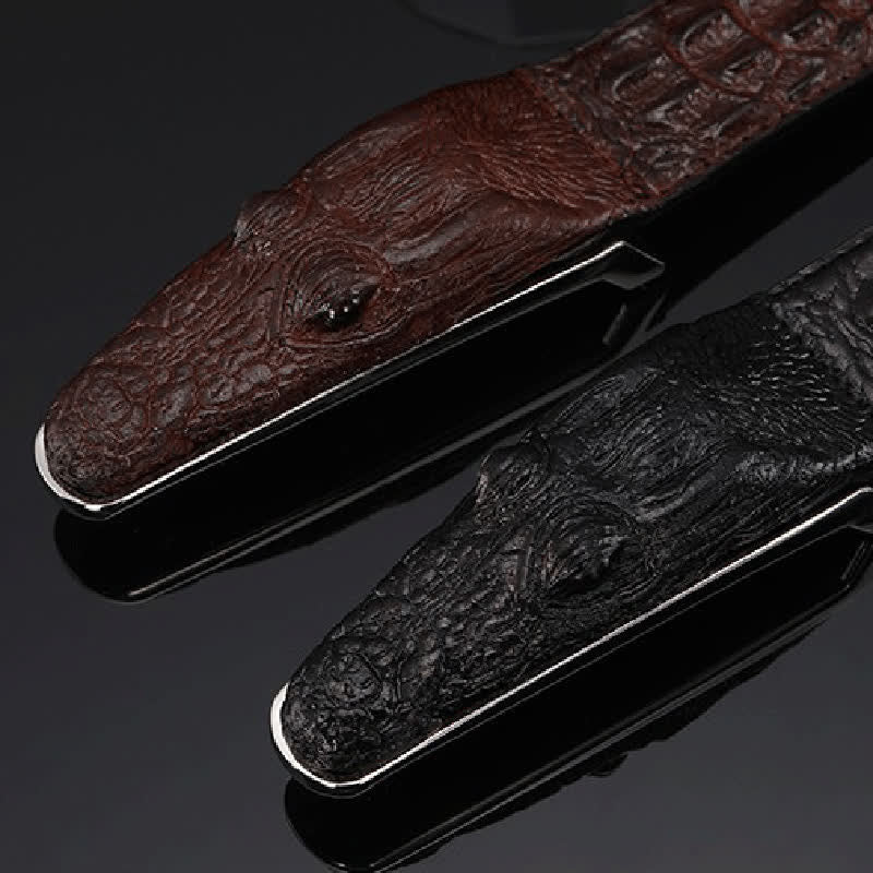 Men's Lifelike Crocodile Head Buckle Leather Belt