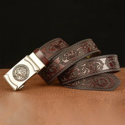 Men's Punk Lion Head Leather Belt