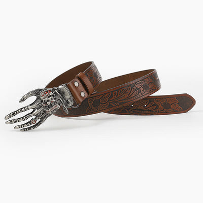 Men's Funky Skull Ghost Hand Bone Leather Belt