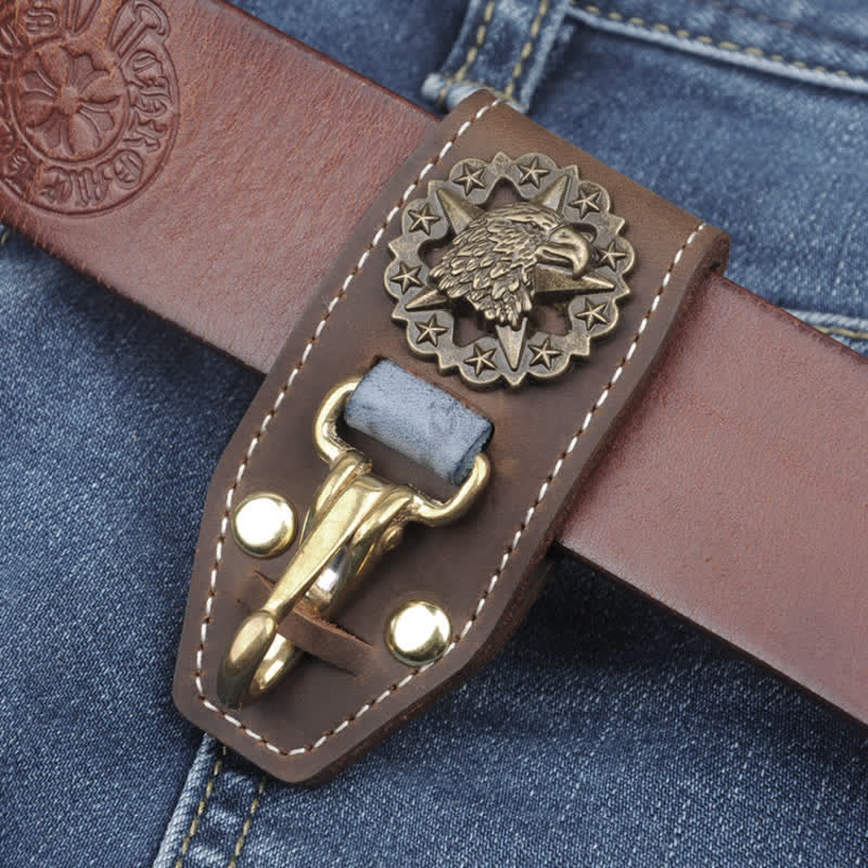 Eagle Head Belt Accessory Handemade Leather Keychain