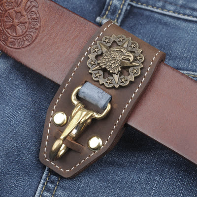 Eagle Head Belt Accessory Handemade Leather Keychain