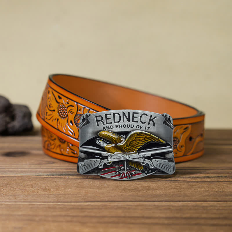 Men's DIY Redneck Enameled Eagle Buckle Leather Belt