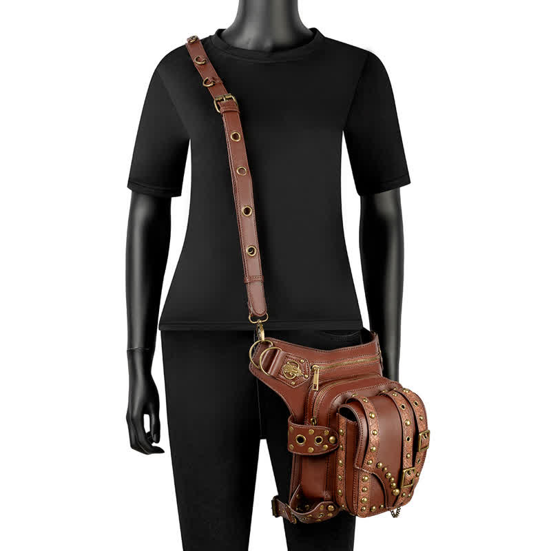 Brown Rock Motorcycle Chain Shoulder Waist Leg Bag