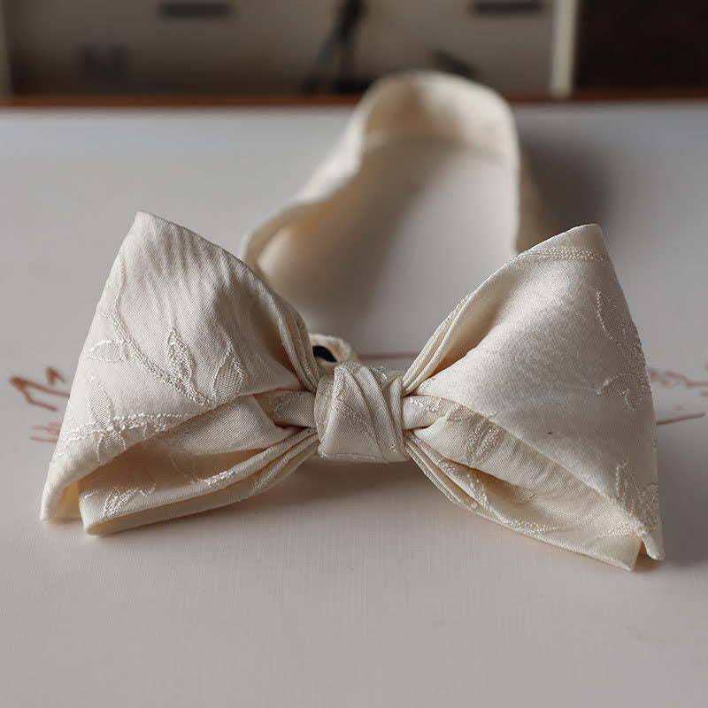 Men's Elegant Ivory White Solid Color Bow Tie