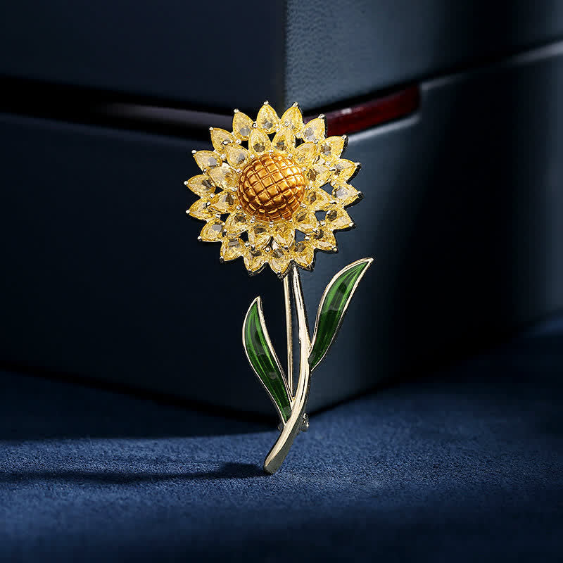 Women's Gold Sunflower Brooch