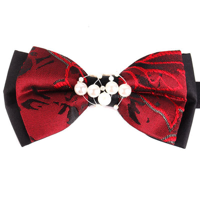 Men's Luxury Gold Tone Floral Beads Bow Tie