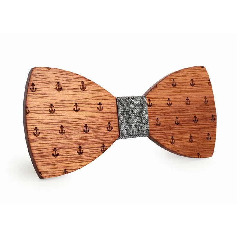 Men's Nautical Boat Anchor Wooden Bow Tie