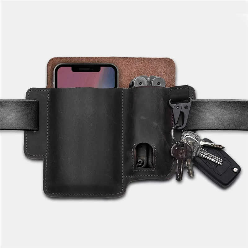 EDC Tactical Multifunctional Holster Leather Belt Bag