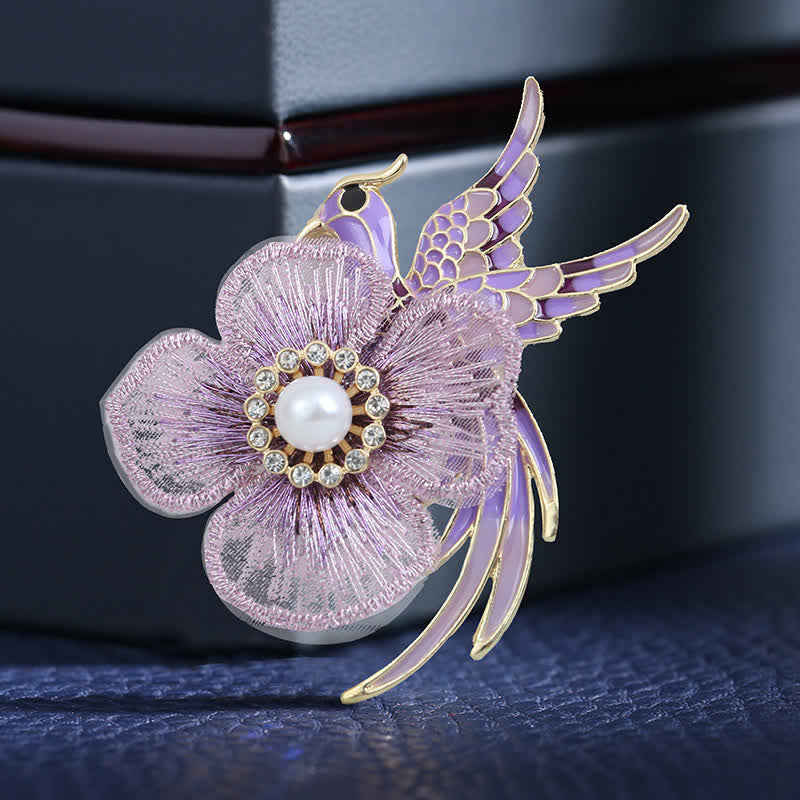 Women's Embroidered Phoenix Bird Brooch