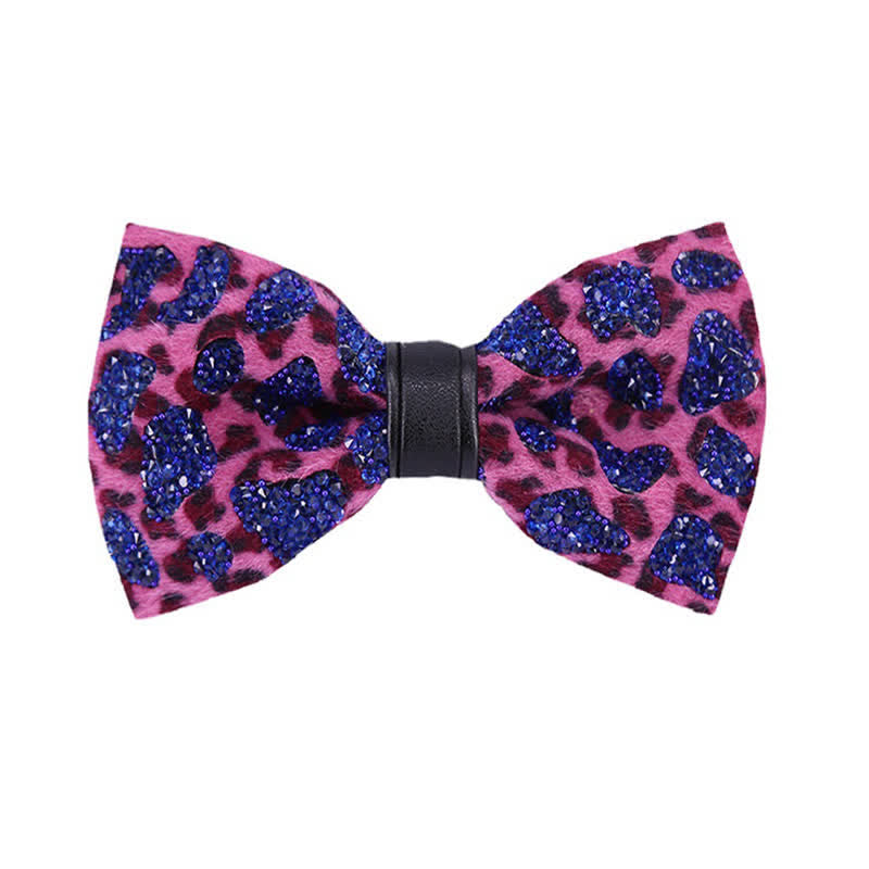 Men's Leopard Blue Yellow Crystal Bow Tie