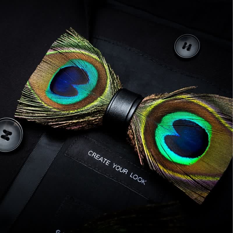 Peacock Bow Tie, Men's Peacock Feather Accessory