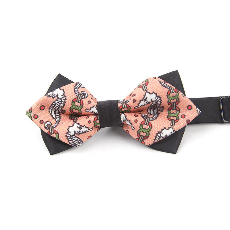 Men's Cartoon Sea Horse Pointy Bow Tie