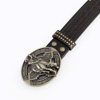 Men's Casual Retro Riding Bull Leather Belt