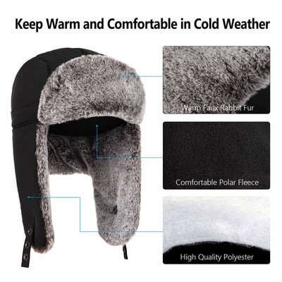 Skiing Windproof Faux Rabbit Fur Trapper Hat