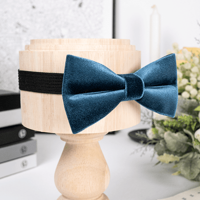 Men's Sax Blue Solid Color Velvet Bow Tie