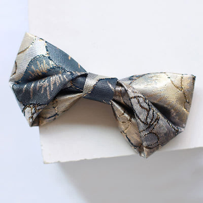 Men's Glittering Gold & Blue Floral Bow Tie