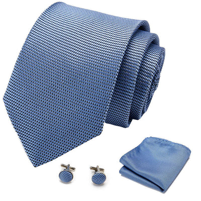 3Pcs LightSkyBlue Men's Solid Color Necktie Set