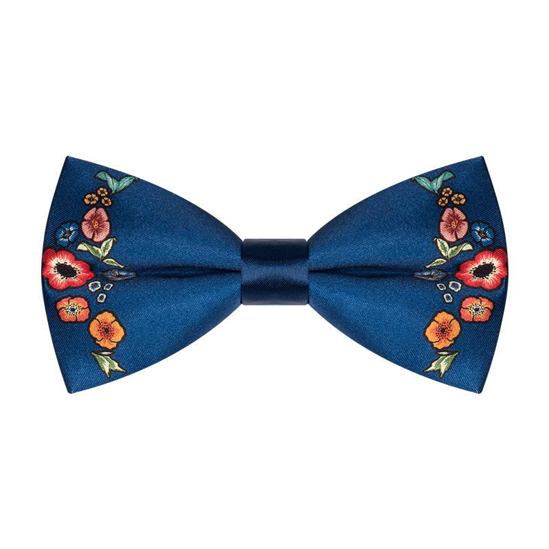 Men's Navy Baroque Flower Bow Tie