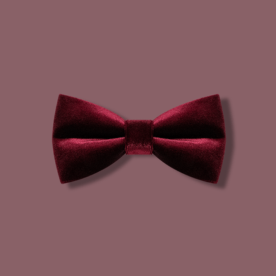 Men's Burgundy Solid Color Velvet Bow Tie