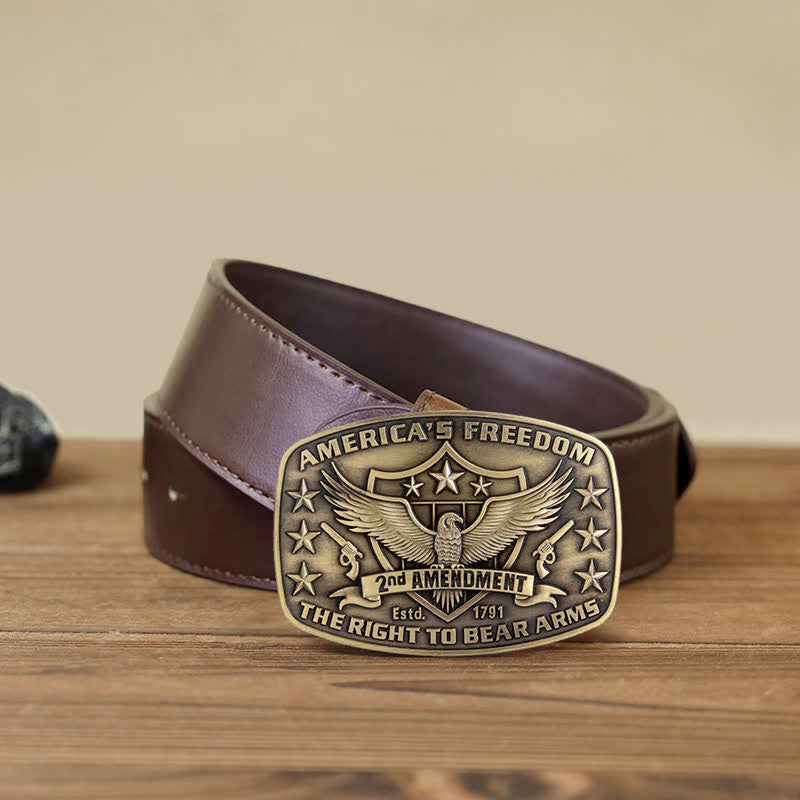 Men's DIY Eagle America's Freedom Buckle Leather Belt