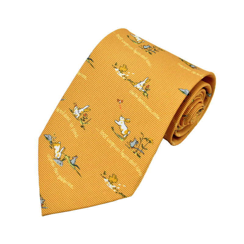 Men's Yellow Cute Rabbits Necktie