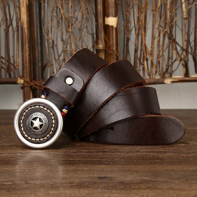 Men's Vintage Pentacle Thicken Leather Belt
