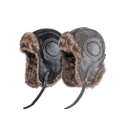 Soft Fluffy Ear Protection Imitation Leather Trapper Hat