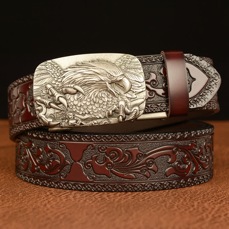 Men's Eagle Buckle Genuine Leather Embossing Belt