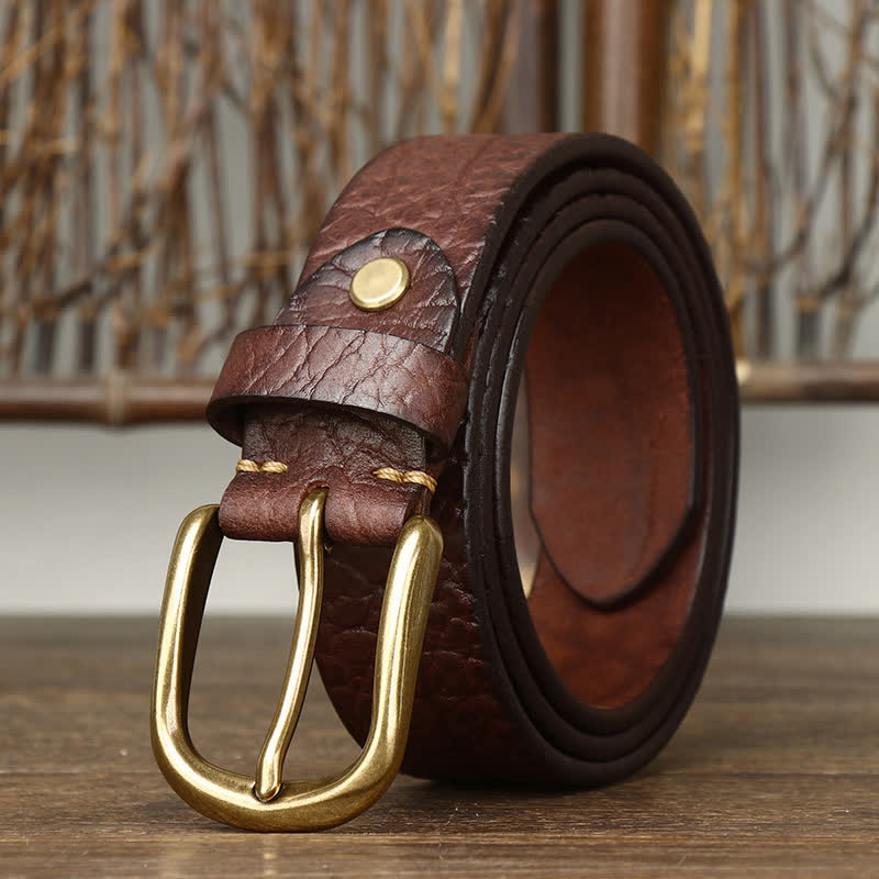 Men's Embossed Bison Skin Pattern Leather Belt