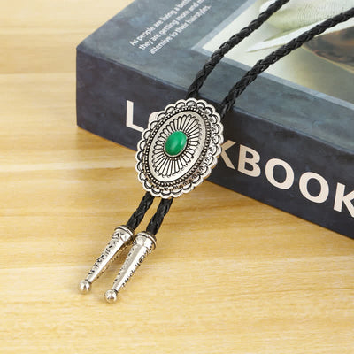 Art Green Natural Stone Tribal Style Bolo Tie