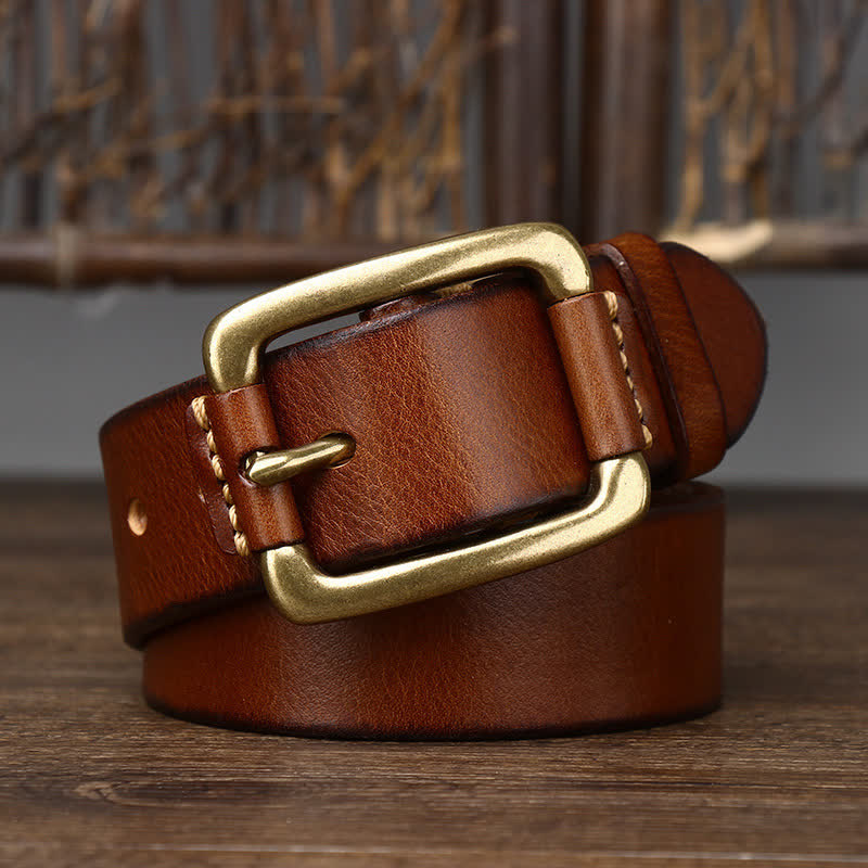 Men's Leisure Heavy Copper Buckle Leather Belt