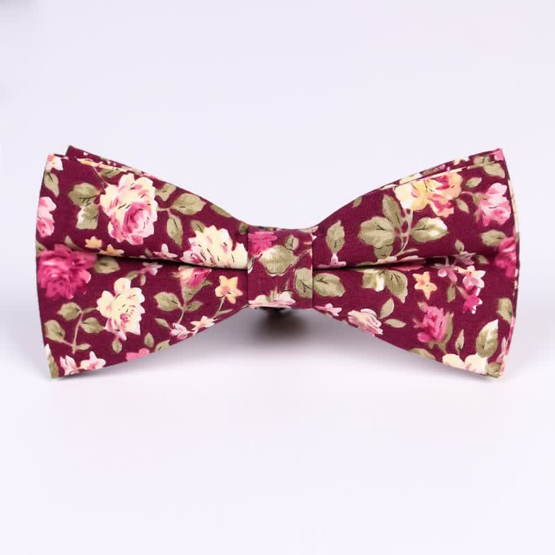 Men's Cotton Forest Floral Printing Bow Tie