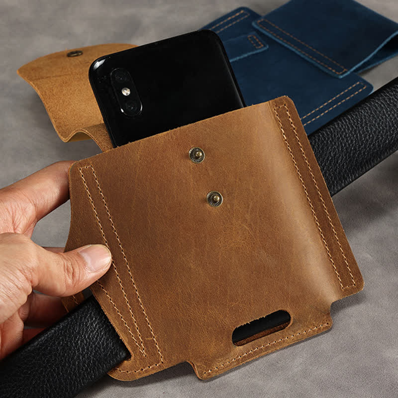 Outdoor Phone Pocket Tactical Sheath Leather Belt Bag