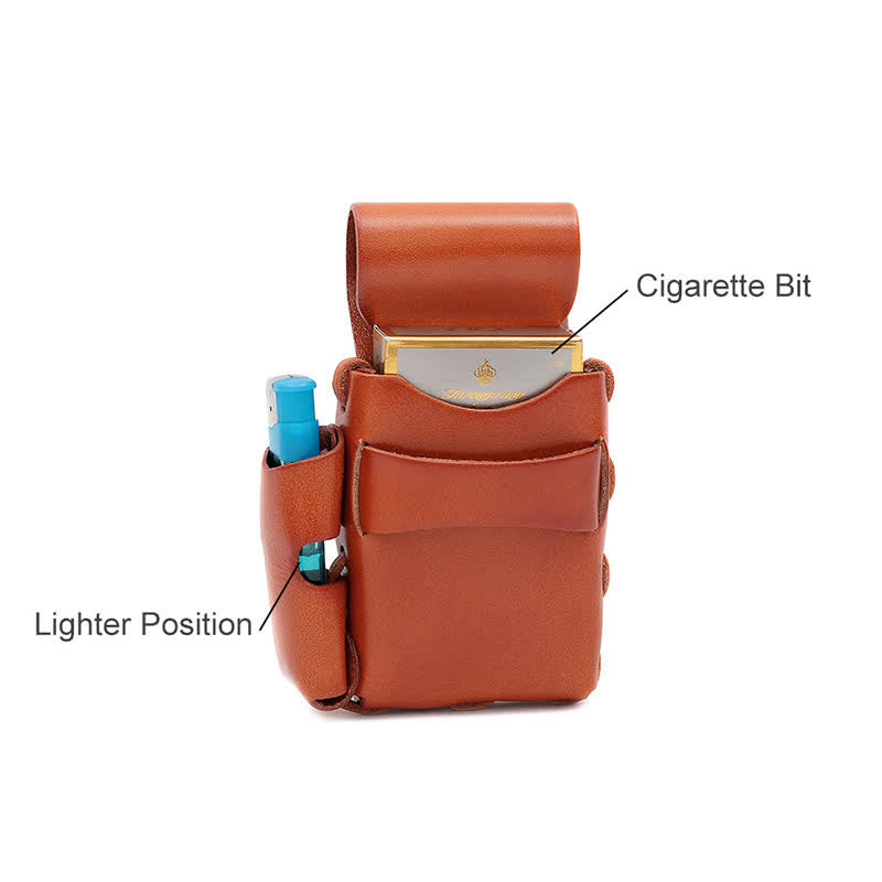 Protective Cigarette Box Lighter Holder Leather Belt Bag