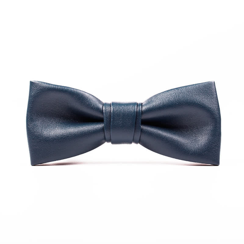 Men's Solid Color Leather Bow Tie