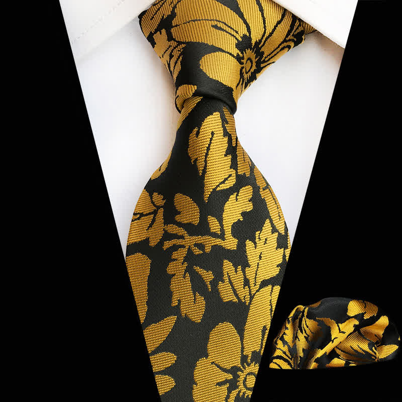 2Pcs Men's Garden Leaves Floral Necktie Set