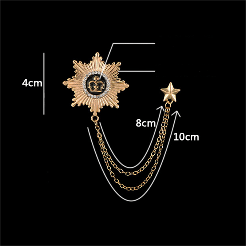 Men's Octagon Star Crown Chain Brooch