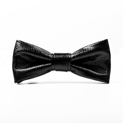 Men's Solid Color Leather Bow Tie