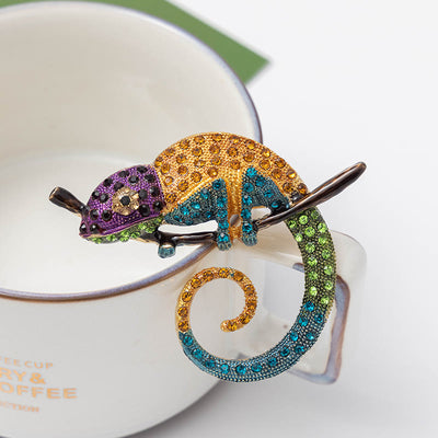 Women's Colorful Chameleon Lizard Brooch