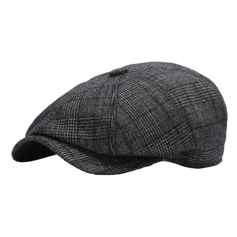 Classic Newsboy Flat Cap with Earflap Beret