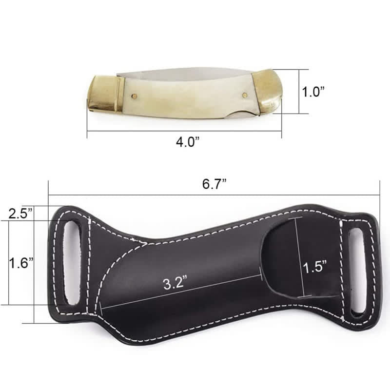 Curve Folding Knife Carrier Leather Sheath Belt Bag