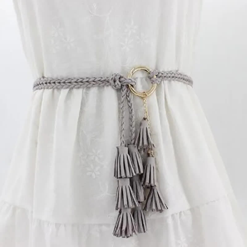 Women's Bohemian Tassels Braided Waist Rope Belt